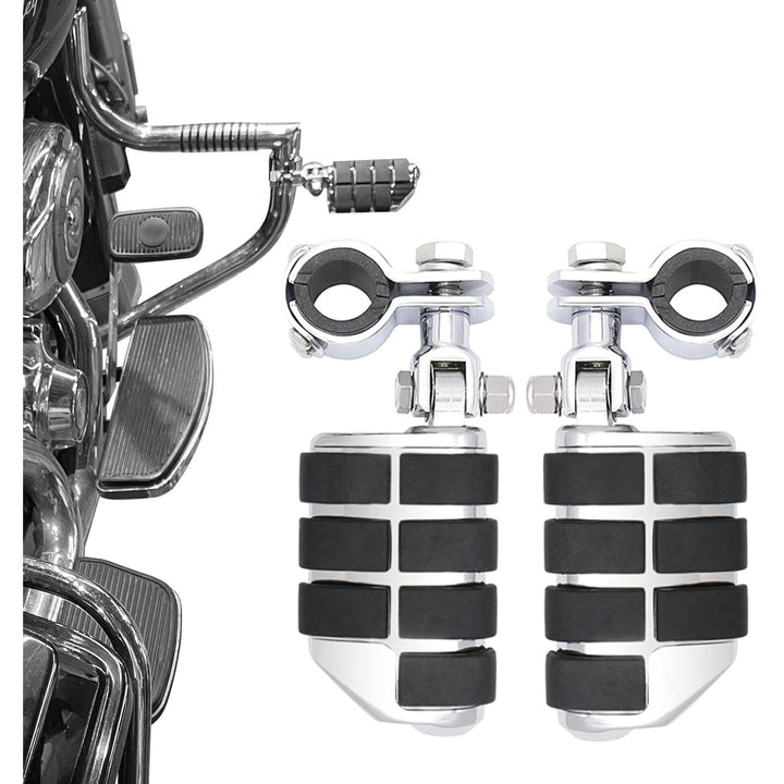 Motorcycle Highway Pegs Footrest with Mount Clamp Kit Fit for Harley Touring Road Glide Street Glide Electra Glide Road King Yamaha Suzuki Kawasaki (Chrome) - Just Closeouts Canada Inc.