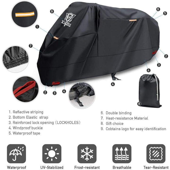 Motorcycle Storage Cover – Black, up to 108 in - Just Closeouts Canada Inc.