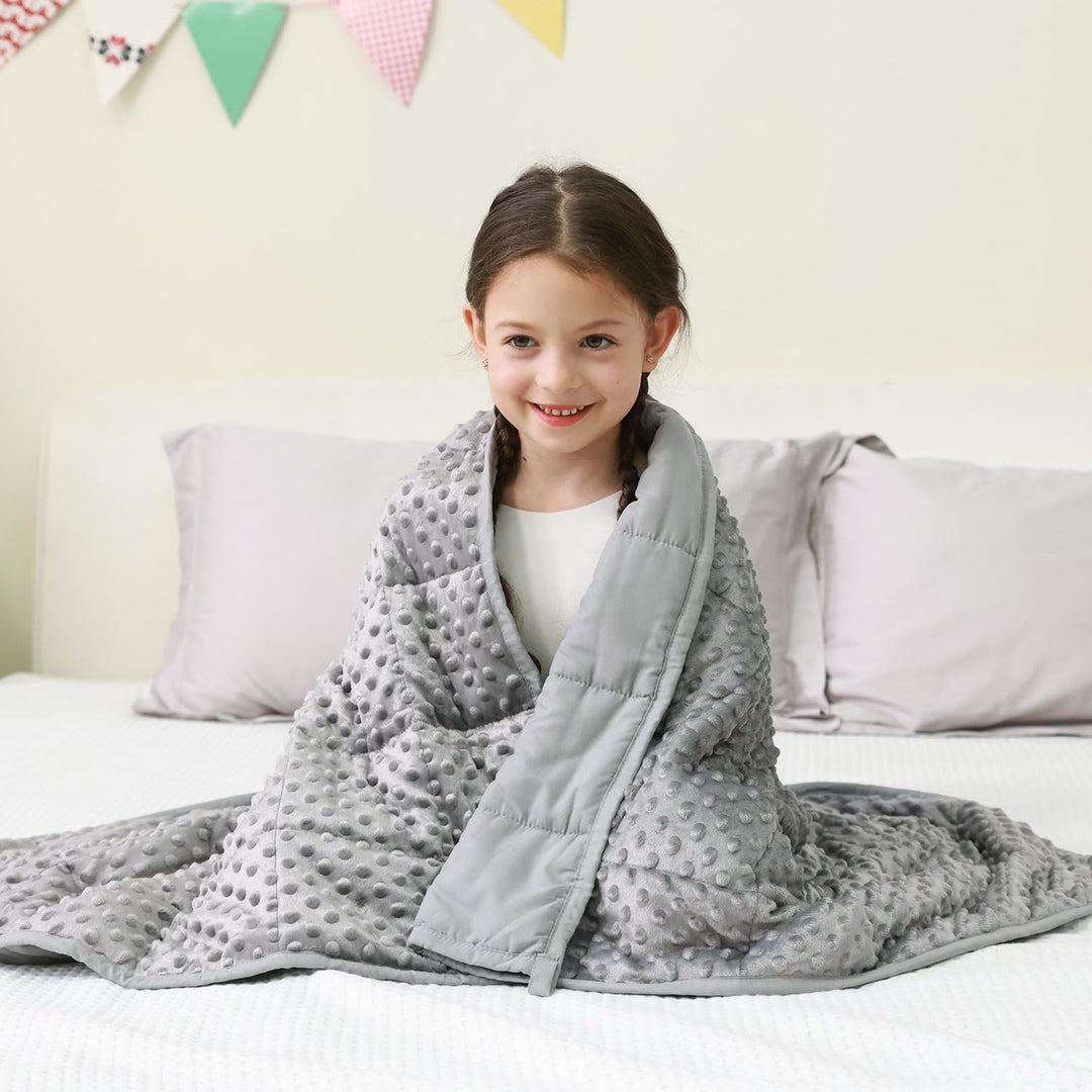 Mr. Sandman Weighted Blanket with Minky Dots, Cooling Heavy Blanket, Soft and Cozy Weighted Throw for Sleeping and Calm,36 x 48in,5lbs,Grey - Just Closeouts Canada Inc.
