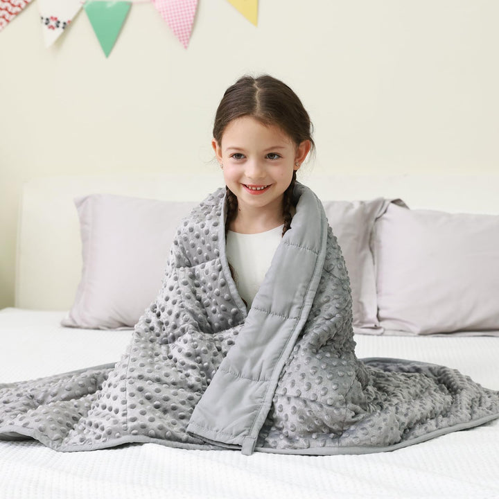 Mr. Sandman Weighted Blanket with Minky Dots, Cooling Heavy Blanket, Soft and Cozy Weighted Throw for Sleeping and Calm,36 x 48in,5lbs,Grey - Just Closeouts Canada Inc.