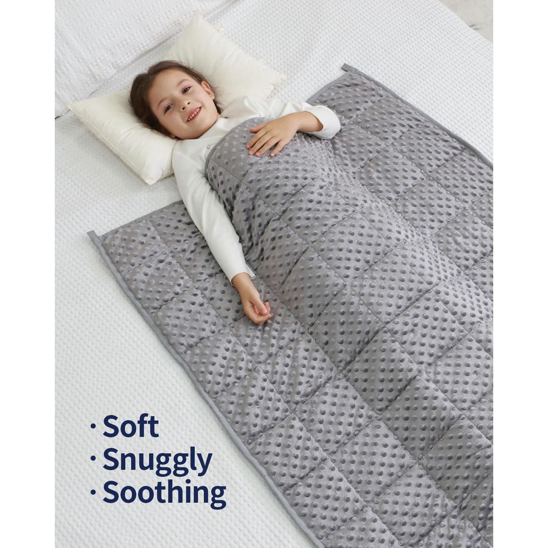 Mr. Sandman Weighted Blanket with Minky Dots, Cooling Heavy Blanket, Soft and Cozy Weighted Throw for Sleeping and Calm,36 x 48in,5lbs,Grey - Just Closeouts Canada Inc.