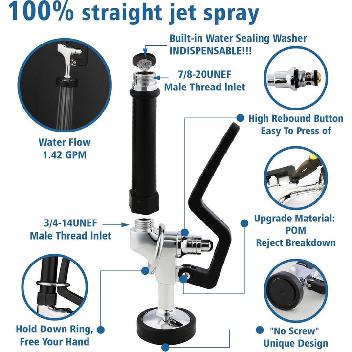 MS Deck Mount Single Hole Double Handle Spray Valve Commercial Dishwasher Pre Rinse Faucet With Pot Filling Add On Spout (MS - 5801BL) - Just Closeouts Canada Inc.