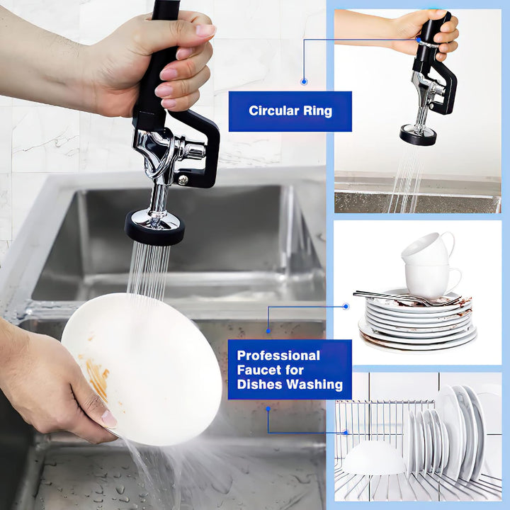 MS Deck Mount Single Hole Double Handle Spray Valve Commercial Dishwasher Pre Rinse Faucet With Pot Filling Add On Spout (MS - 5801BL) - Just Closeouts Canada Inc.