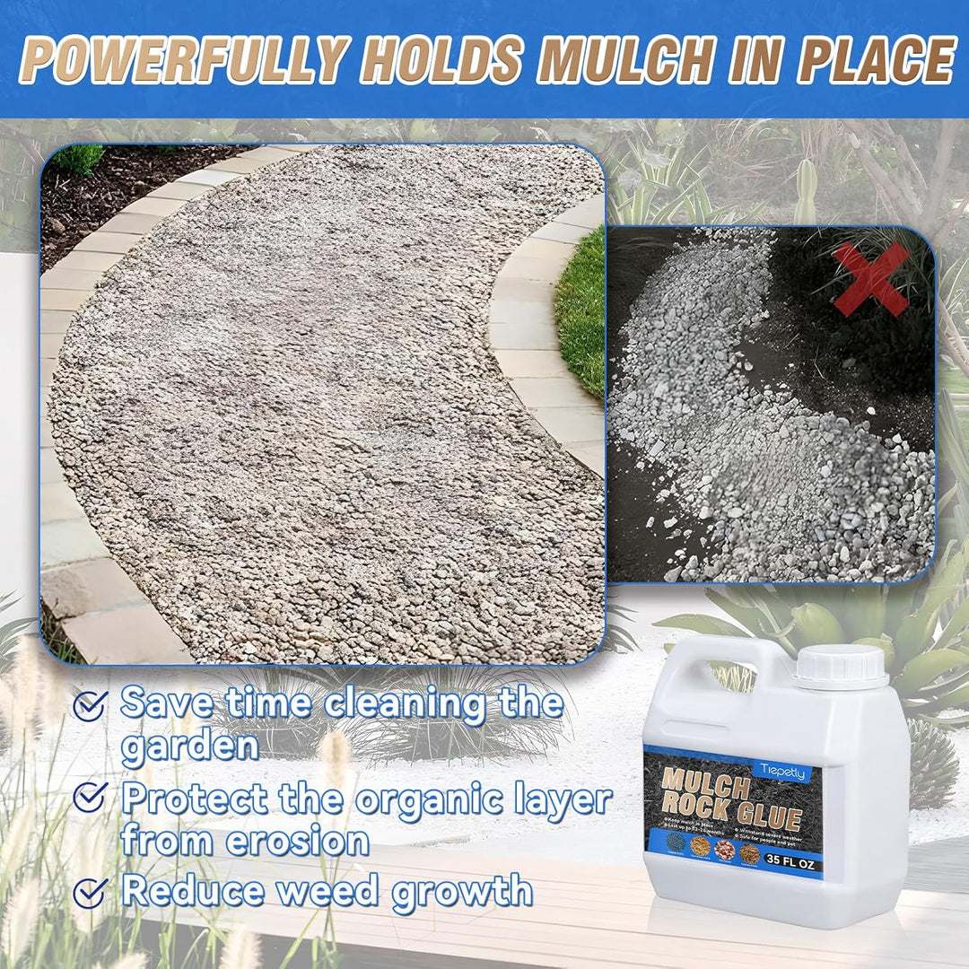 Mulch Glue for Landscaping, Powerfully Rock Glue Lock Gravel Bark and Other Coverings, Last up to 2 Years (Transparent, 35 oz) - Just Closeouts Canada Inc.