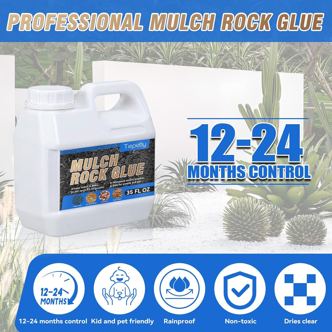 Mulch Glue for Landscaping, Powerfully Rock Glue Lock Gravel Bark and Other Coverings, Last up to 2 Years (Transparent, 35 oz) - Just Closeouts Canada Inc.
