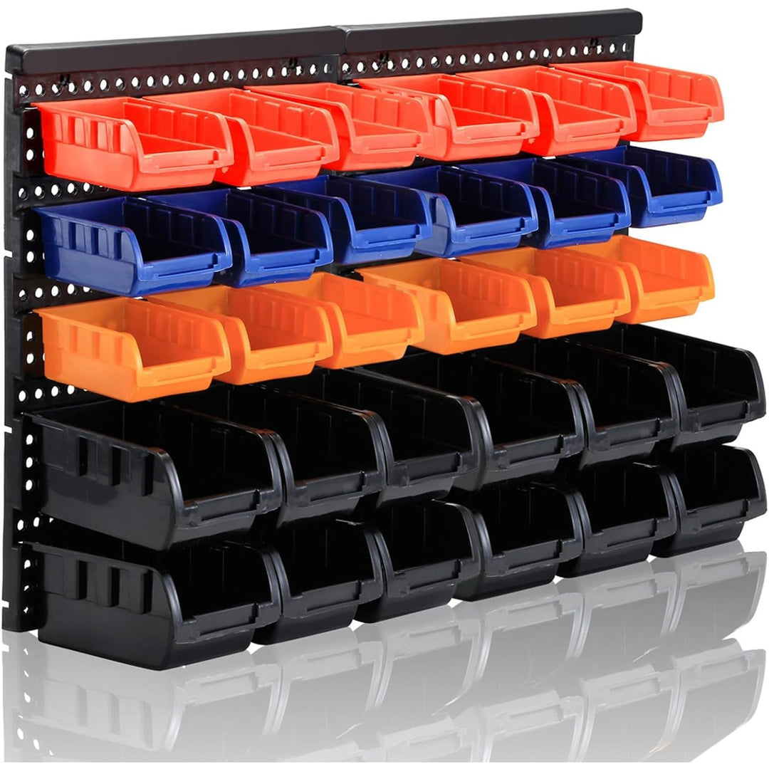 MULSAME Wall Mounted Storage Bins Parts Rack 4 Colors Bin Organizer Garage Plastic Shop Tool, Garage Organizers and Storage (Style - Classic) 25.2"*16.2" - Just Closeouts Canada Inc.