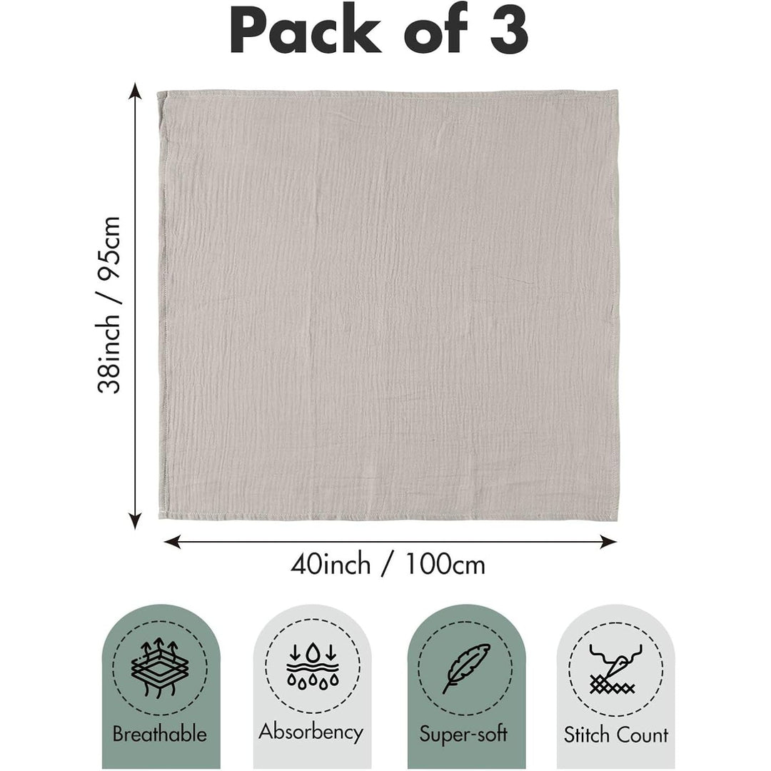 Muslin Swaddle Blankets for Newborn, 3 Pack Breathable Soft Receiving Blanket, Large 38 x 40 inches Swaddle Wrap Burping Clothes Diapers, Essentials Infant Shower Items, Toddler Gift (Bright Colors) - Just Closeouts Canada Inc.