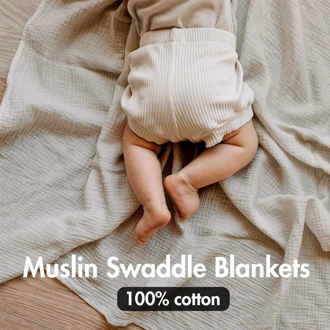 Muslin Swaddle Blankets for Newborn, 3 Pack Breathable Soft Receiving Blanket, Large 38 x 40 inches Swaddle Wrap Burping Clothes Diapers, Essentials Infant Shower Items, Toddler Gift (Bright Colors) - Just Closeouts Canada Inc.