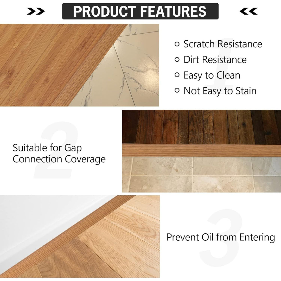 MYFAMIREA 16.4Ft Floor Transition Strip Self Adhesive Vinyl Cover Floor Strip Flat Divider Transition Strip Wood Grain Design for Laminate Floor Gaps and Doorway (16.4Ft x 2 Inch, Light Brown) - Just Closeouts Canada Inc.