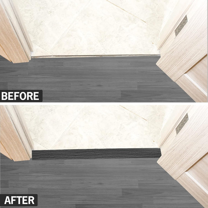 MYFAMIREA 16.4Ft Floor Transition Strip Self Adhesive Vinyl Cover Floor Strip Flat Divider Transition Strip Wood Grain Design for Laminate Floor Gaps and Doorway Transitions (16.4Ft x 2 Inch, Gary) - Just Closeouts Canada Inc.
