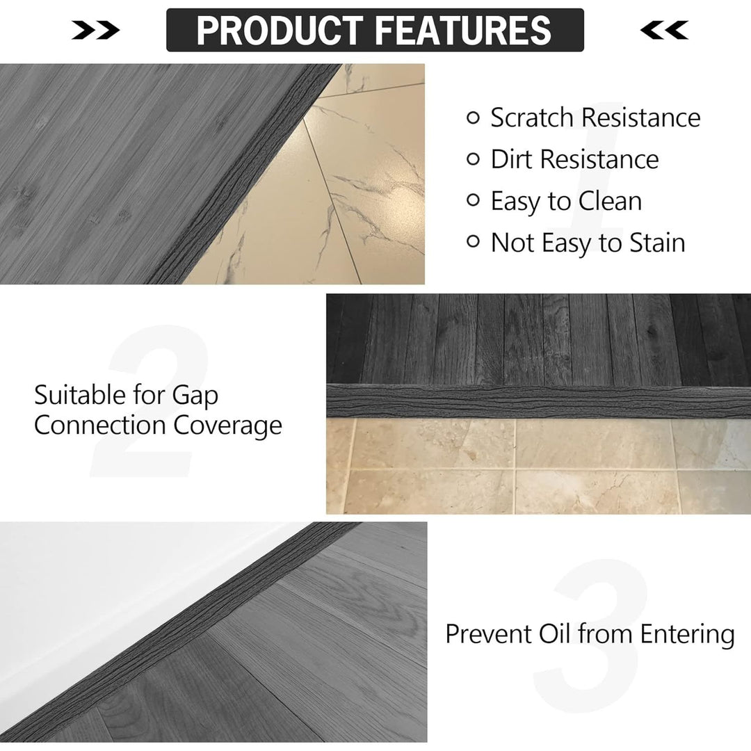 MYFAMIREA 16.4Ft Floor Transition Strip Self Adhesive Vinyl Cover Floor Strip Flat Divider Transition Strip Wood Grain Design for Laminate Floor Gaps and Doorway Transitions (16.4Ft x 2 Inch, Gary) - Just Closeouts Canada Inc.