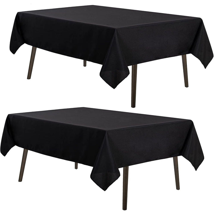 MYSKY HOME Black Table Cloth 2 Pack Table Cloths Rectangular 60 x 102 Inch Nappe de Table Rectangulaire Tablecloth Machine Washable Polyester Table Cover for Dining Buffet Parties Picnic Weddings - Just Closeouts Canada Inc.