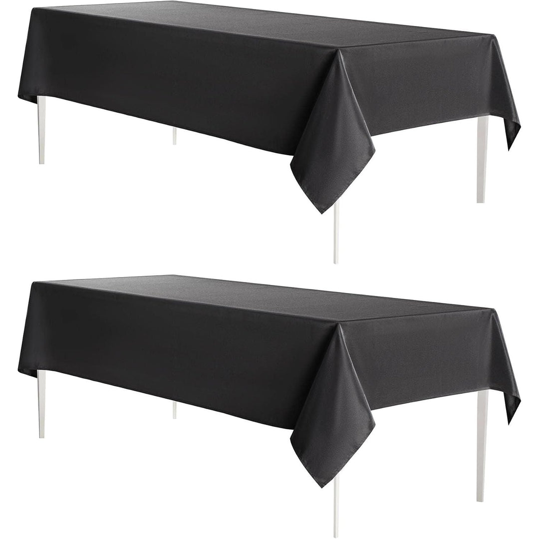 MYSKY HOME Black Table Cloth 2 Pack Table Cloths Rectangular 60 x 102 Inch Nappe de Table Rectangulaire Tablecloth Machine Washable Polyester Table Cover for Dining Buffet Parties Picnic Weddings - Just Closeouts Canada Inc.