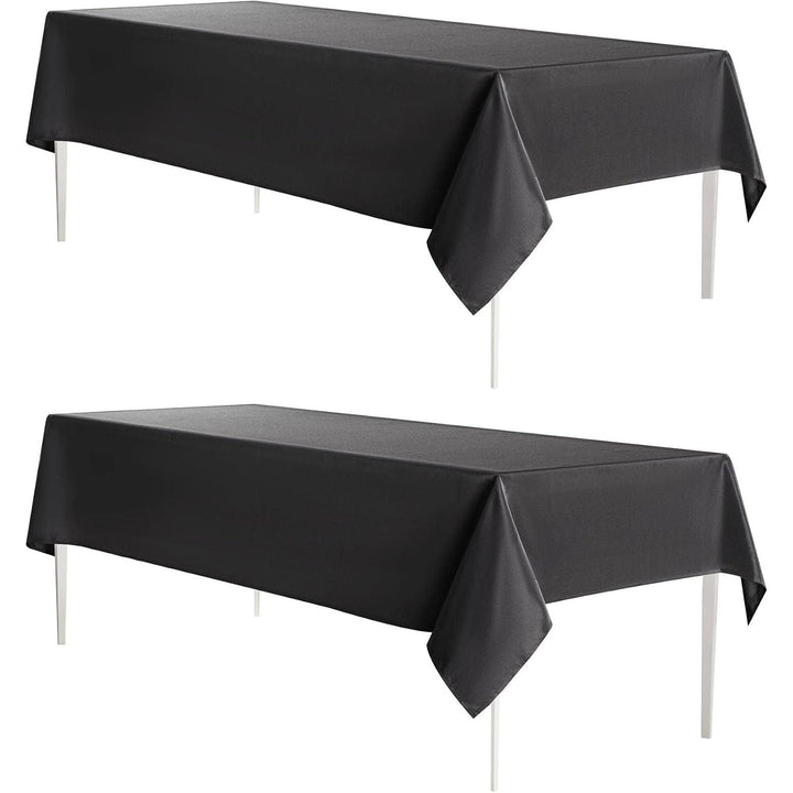 MYSKY HOME Black Table Cloth 2 Pack Table Cloths Rectangular 60 x 102 Inch Nappe de Table Rectangulaire Tablecloth Machine Washable Polyester Table Cover for Dining Buffet Parties Picnic Weddings - Just Closeouts Canada Inc.