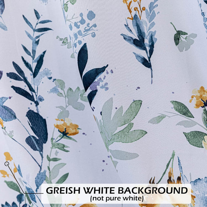 MYSKY HOME Floral Blackout Curtains 63 Inch Long Living Room Bedroom Curtains Thermal Insulated Curtains Room Darkening Curtains Printed Flower Leaf Window Treatments, 2 Panels, Yellow and Blue - Just Closeouts Canada Inc.