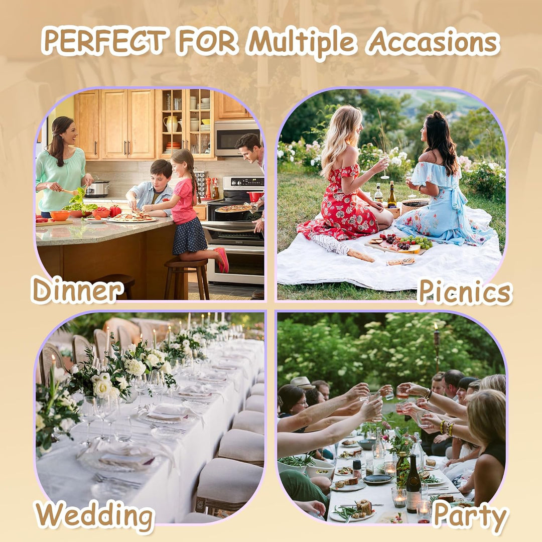 MYSKY HOME Table Cloths Rectangular 60 x 120 Linen Table Cloth for Rectangle Table Tablecloth Waterproof Washable Picnic Table Cover Kitchen Dining Party Holiday Christmas, Beige with Beige Tassels - Just Closeouts Canada Inc.