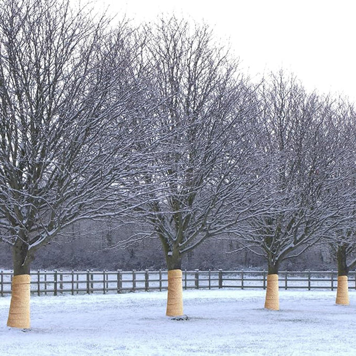 Natural Burlap Tree Wrap Rolls, 157 x 13.8in Fabric Winter Tree Trunk Guards Protector Wraps, Gardening Antifreeze Protection Bandage, Jute Cloth Covers to Keep Plants Bark Warm Moisturizing - Just Closeouts Canada Inc.
