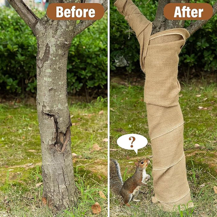 Natural Burlap Tree Wrap Rolls, 157 x 13.8in Fabric Winter Tree Trunk Guards Protector Wraps, Gardening Antifreeze Protection Bandage, Jute Cloth Covers to Keep Plants Bark Warm Moisturizing - Just Closeouts Canada Inc.