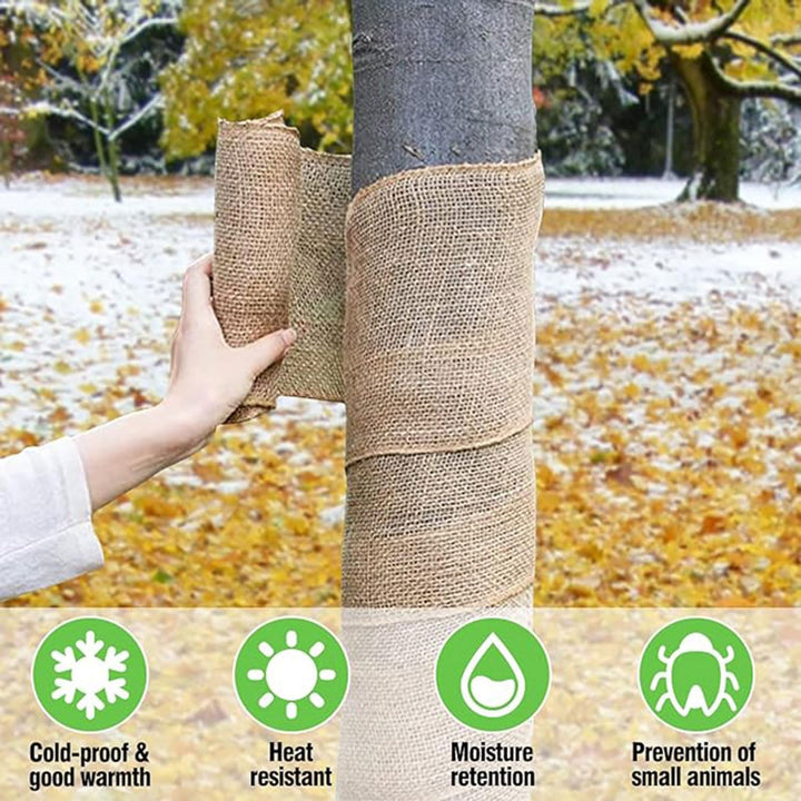 Natural Burlap Tree Wrap Rolls, 157 x 13.8in Fabric Winter Tree Trunk Guards Protector Wraps, Gardening Antifreeze Protection Bandage, Jute Cloth Covers to Keep Plants Bark Warm Moisturizing - Just Closeouts Canada Inc.