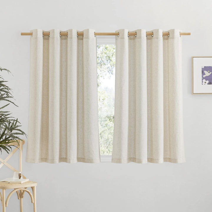 Natural Linen-Blend Semi-Sheer Curtains – 55 x 54 in, 2 Panels - Just Closeouts Canada Inc.