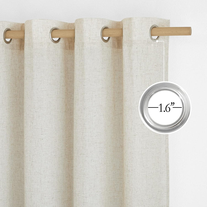 Natural Linen-Blend Semi-Sheer Curtains – 55 x 54 in, 2 Panels - Just Closeouts Canada Inc.