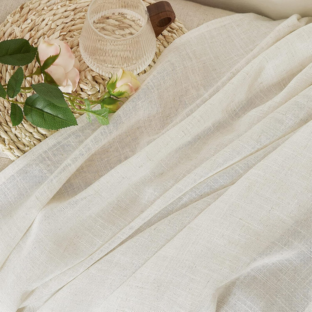 Natural Linen Light-Filtering Curtains, 52 x 90 in, Set of 2 - Just Closeouts Canada Inc.