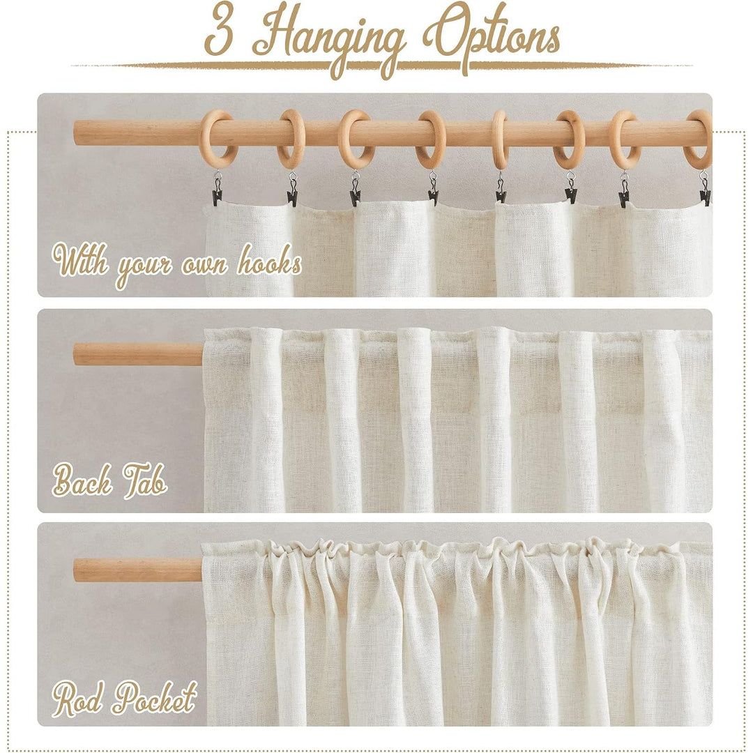 Natural Linen Light-Filtering Curtains, 52 x 90 in, Set of 2 - Just Closeouts Canada Inc.