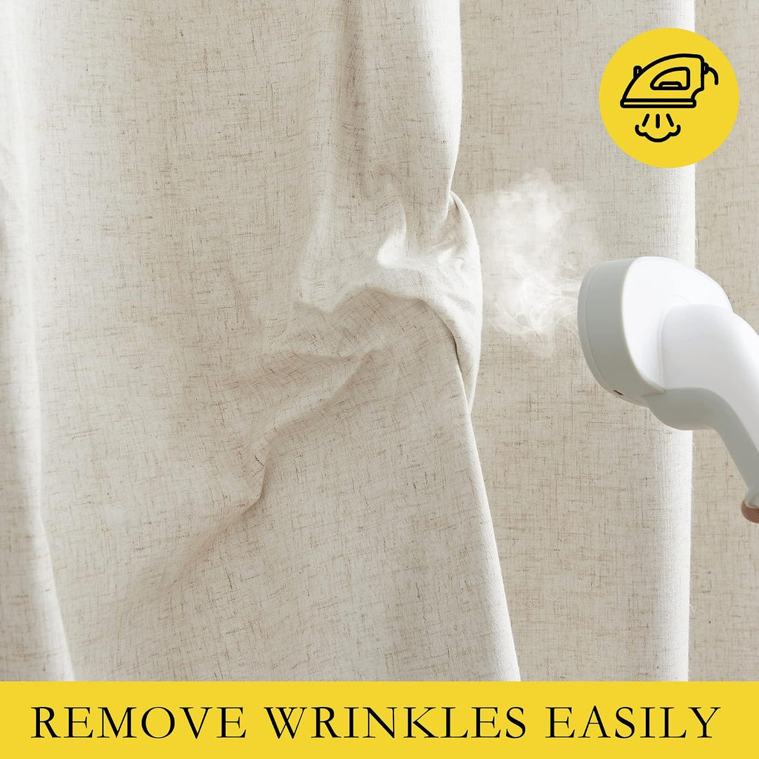 Natural Linen-Look Lined Blackout Grommet Curtains, 52 x 90 in, 2 Panels - Just Closeouts Canada Inc.
