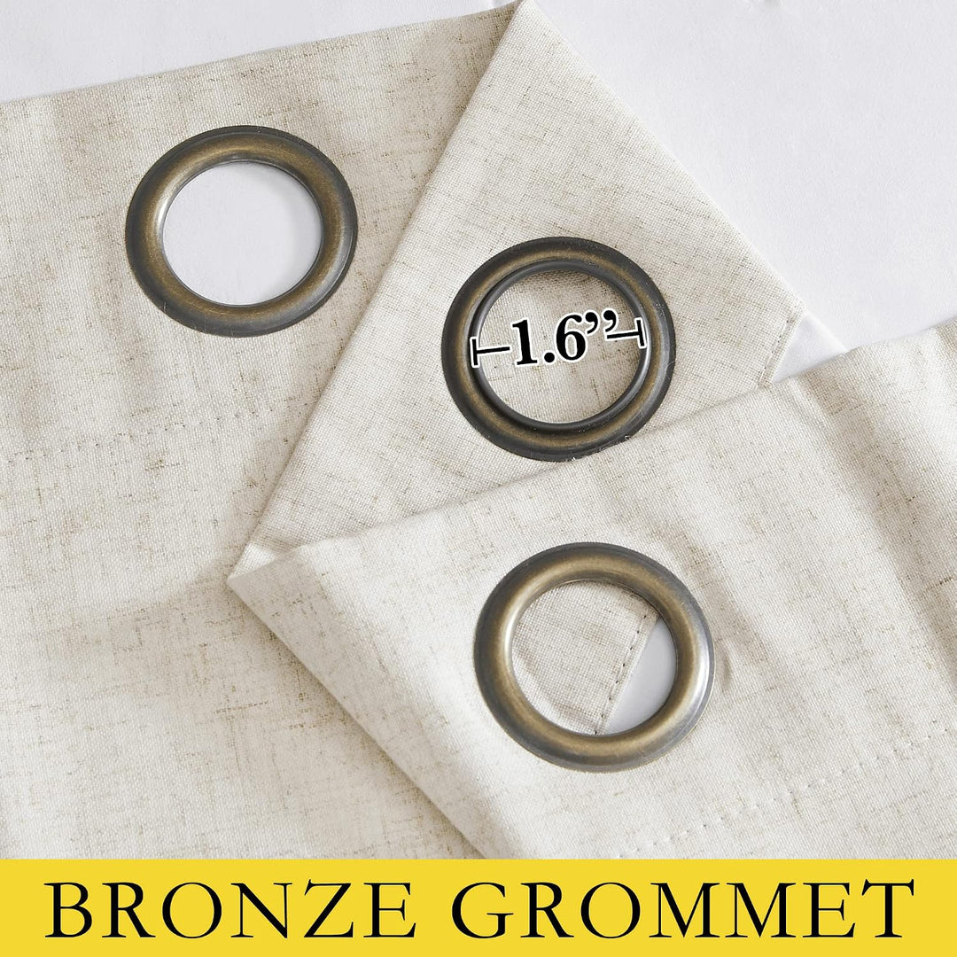 Natural Linen-Look Lined Blackout Grommet Curtains, 52 x 90 in, 2 Panels - Just Closeouts Canada Inc.
