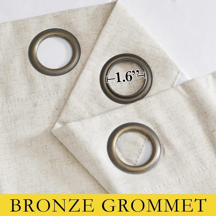 Natural Linen-Look Lined Blackout Grommet Curtains, 52 x 90 in, 2 Panels - Just Closeouts Canada Inc.