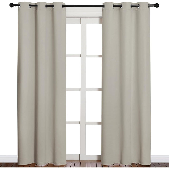 Natural Room-Darkening Grommet Curtains, 42 x 84 in, Set of 2 - Just Closeouts Canada Inc.
