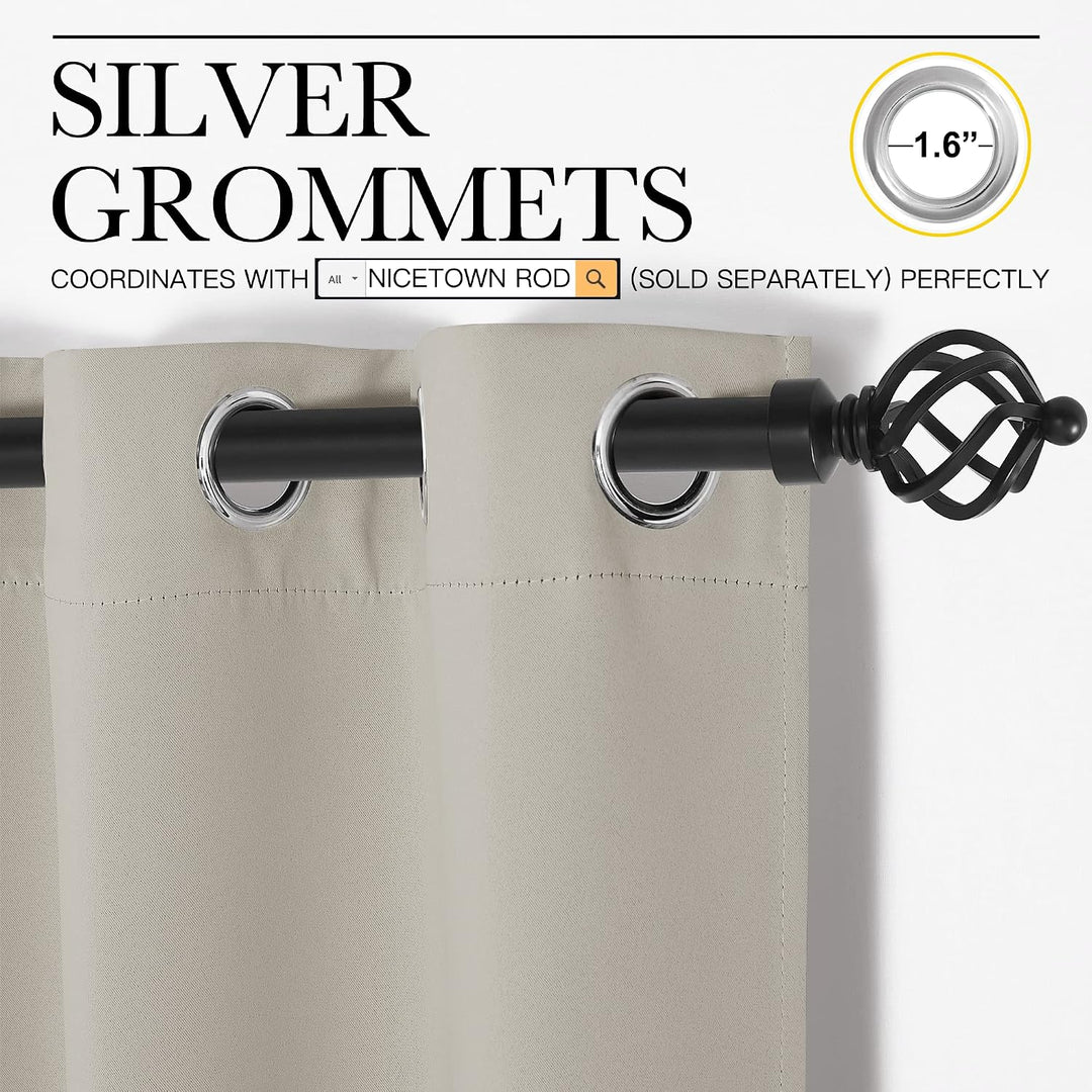 Natural Room Darkening Grommet Curtains – 55 x 78 in, 2 Panels - Just Closeouts Canada Inc.