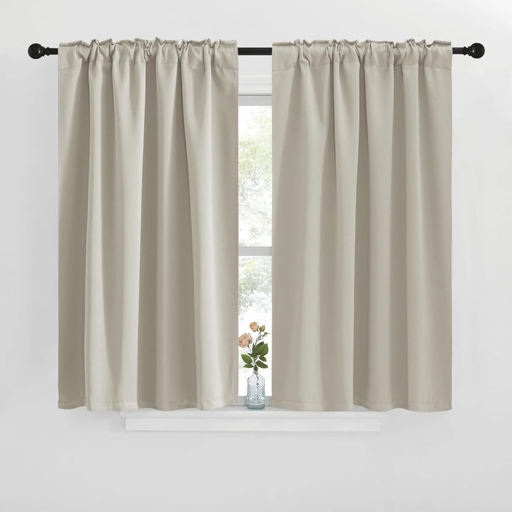 Natural Room-Darkening Rod-Pocket & Back-Tab Curtains, 42 x 40 in, 2 Panels - Just Closeouts Canada Inc.