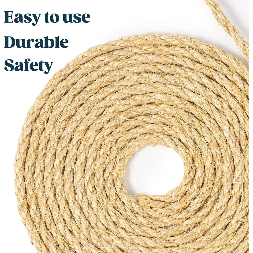 Natural Sisal Rope for Cat Scratcher 1/4 Inch by 200 Feet, Cat Tree Rope Twine for Cat Scratching Post Replacement, Cat Tower with Scratch Post Repairing, Replace, Recovering and DIY, Natural - Just Closeouts Canada Inc.