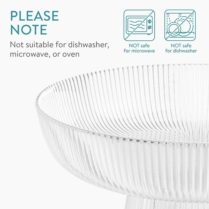 Navaris Glass Fruit Bowl - Decorative Fluted Transparent Glass Bowl for Fruit Snacks Sweets - 26cm Diameter Table Centerpiece Dish - Clear Glass - Just Closeouts Canada Inc.4067668039922