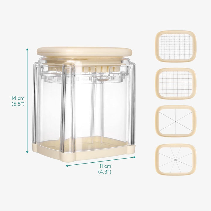 Navaris Multifunctional Vegetable Chopper - French Fry Cutter, Food Chopper, Potato Cutter, Onion Dicer, Apple Slicer, 4 Interchangeable Blades - Dishwasher Safe - Cream - Just Closeouts Canada Inc.4067668098752