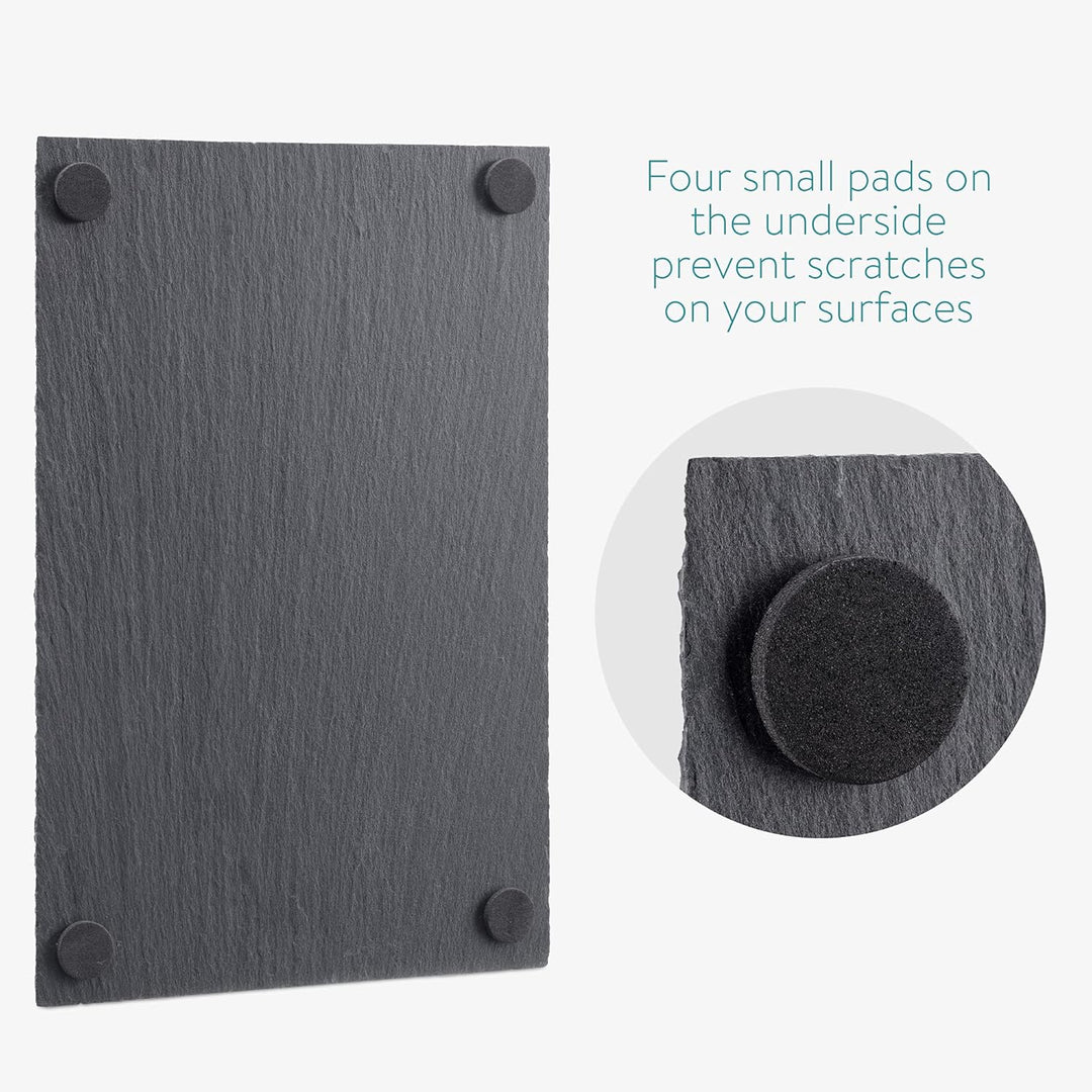 Navaris Natural Slate Serving Plates - Set of 4 Place Mat Serving Trays - Medium Rectangular Stone Table Mat Serving Platter Tiles - 11.8" x 7.8" - Just Closeouts Canada Inc.4063004273197