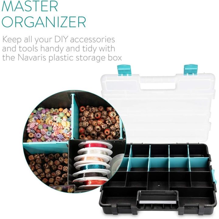 Navaris Plastic Storage Box - Stackable Organizer Case with Adjustable and Removable Divider Compartment for Tools, Small Items, Jewelry - 2 Boxes - Just Closeouts Canada Inc.4057665419988