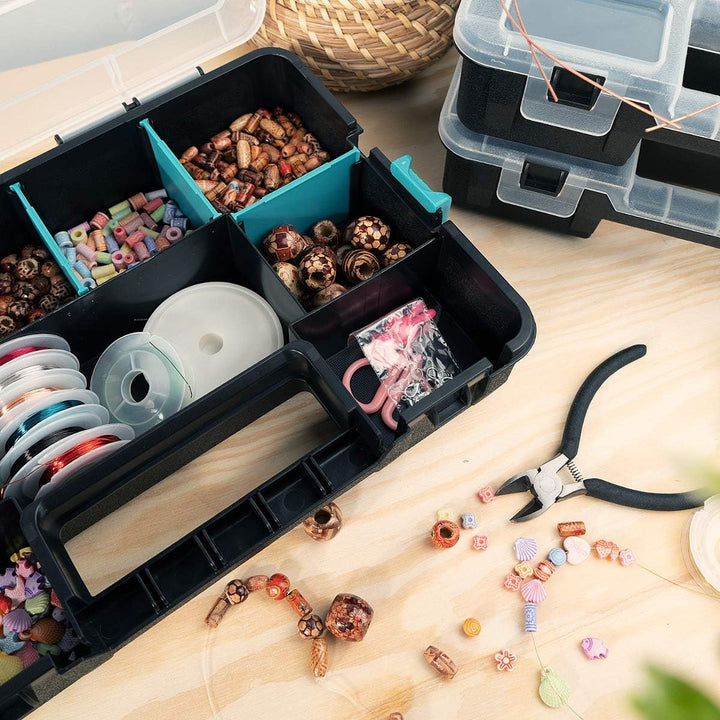 Navaris Plastic Storage Box - Stackable Organizer Case with Adjustable and Removable Divider Compartment for Tools, Small Items, Jewelry - 3 Boxes - Just Closeouts Canada Inc.4057665419964