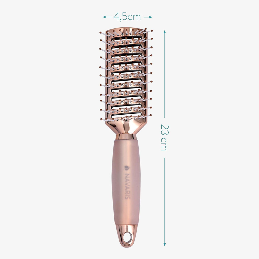 Navaris Vented Hairbrush - Vented Hair Brush with Gel Handle and Wide Set Bristles for Detangling and Styling Wet, Dry, Curly, Thick Hair - Rose Gold - Just Closeouts Canada Inc.4063004143735