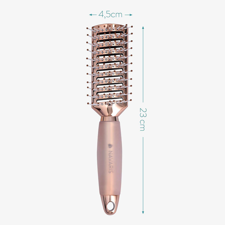 Navaris Vented Hairbrush - Vented Hair Brush with Gel Handle and Wide Set Bristles for Detangling and Styling Wet, Dry, Curly, Thick Hair - Rose Gold - Just Closeouts Canada Inc.4063004143735