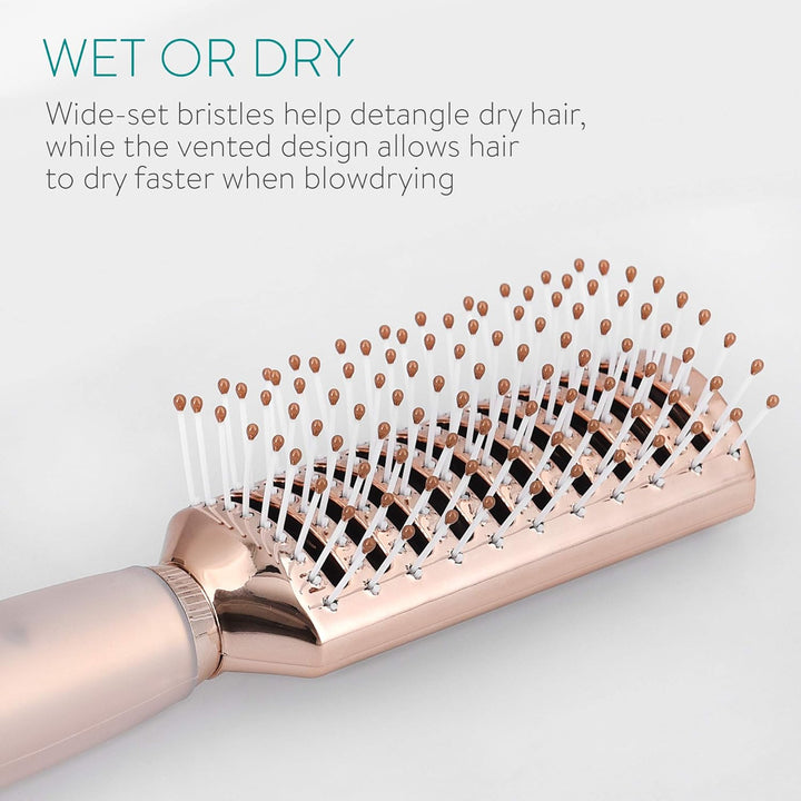 Navaris Vented Hairbrush - Vented Hair Brush with Gel Handle and Wide Set Bristles for Detangling and Styling Wet, Dry, Curly, Thick Hair - Rose Gold - Just Closeouts Canada Inc.4063004143735