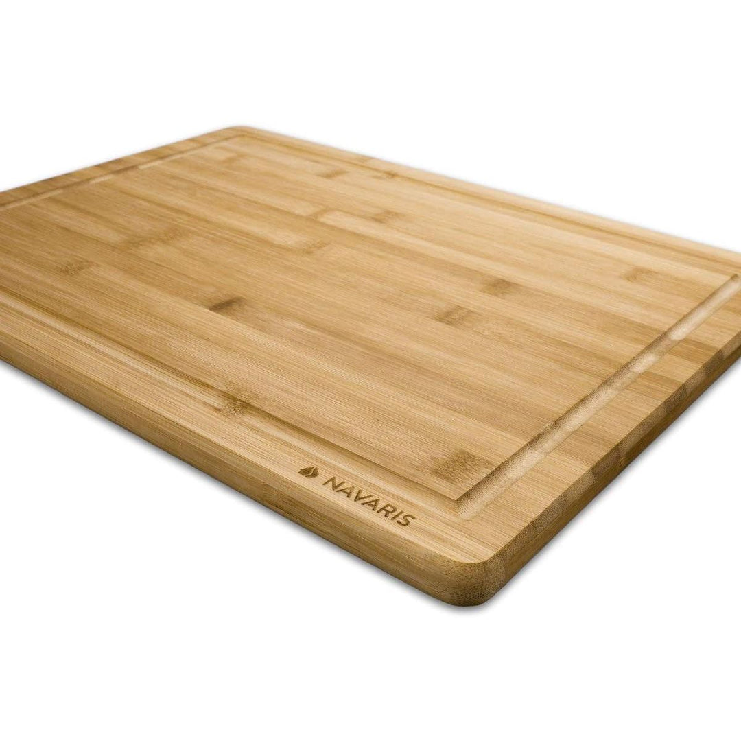 Navaris Wood Cutting Board - Large Natural Bamboo Wooden Chopping Board for Kitchen with Crumb and Juice Groove for Food Prep - Size L, 18 x 13 inches - Just Closeouts Canada Inc.4063004138144