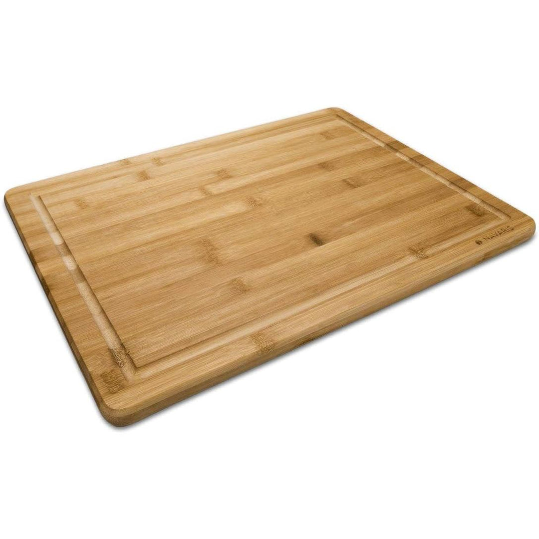 Navaris Wood Cutting Board - Large Natural Bamboo Wooden Chopping Board for Kitchen with Crumb and Juice Groove for Food Prep - Size L, 18 x 13 inches - Just Closeouts Canada Inc.4063004138144