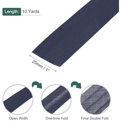 Navy Blue 1-Inch Double-Fold Bias Tape, 10 Yards - Just Closeouts Canada Inc.
