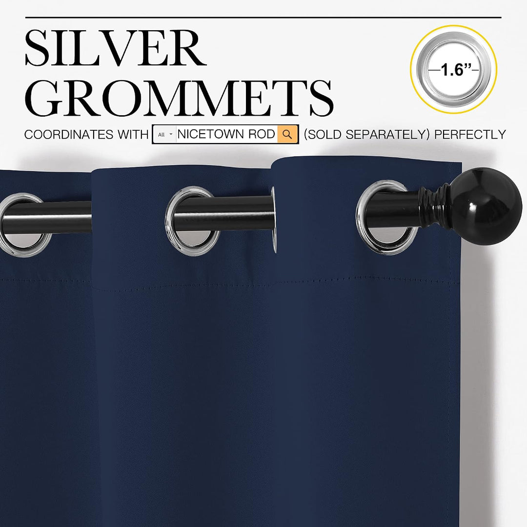 Navy Blue Blackout Curtains, 34 x 45 in, Set of 2 - Just Closeouts Canada Inc.