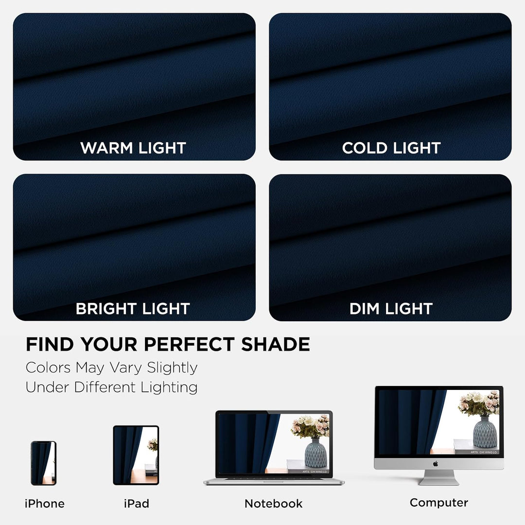 Navy Blue Blackout Grommet Curtains, 2 Panels, 42 x 84 in - Just Closeouts Canada Inc.X003RDP25V