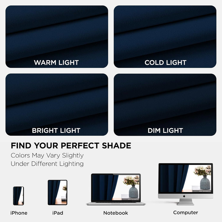 Navy Blue Blackout Grommet Curtains, 2 Panels, 42 x 84 in - Just Closeouts Canada Inc.X003RDP25V