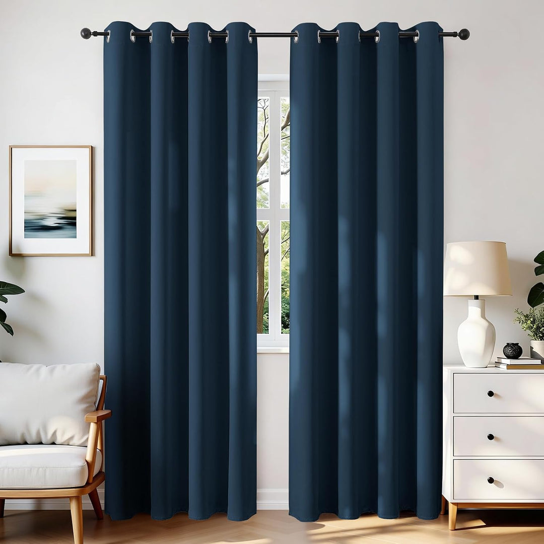Navy Blue Blackout Grommet Curtains, 2 Panels, 52 x 84 in - Just Closeouts Canada Inc.X0040GGW4T