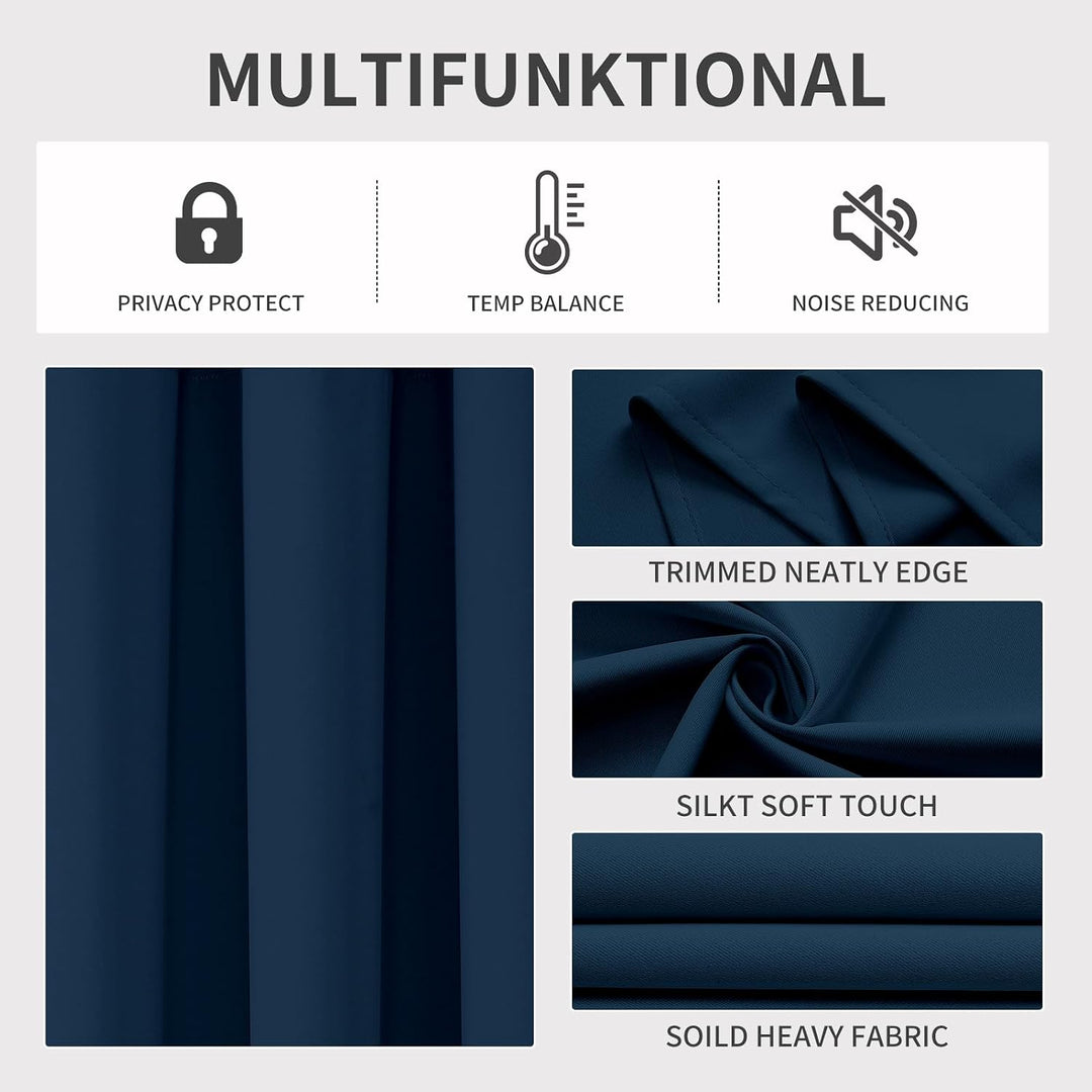 Navy Blue Blackout Grommet Curtains, 2 Panels, 52 x 84 in - Just Closeouts Canada Inc.X0040GGW4T